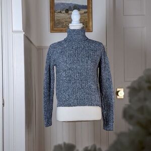Abercrombie & Fitch Chunky Knit Turtleneck Sweater GreyBlue Marl XS